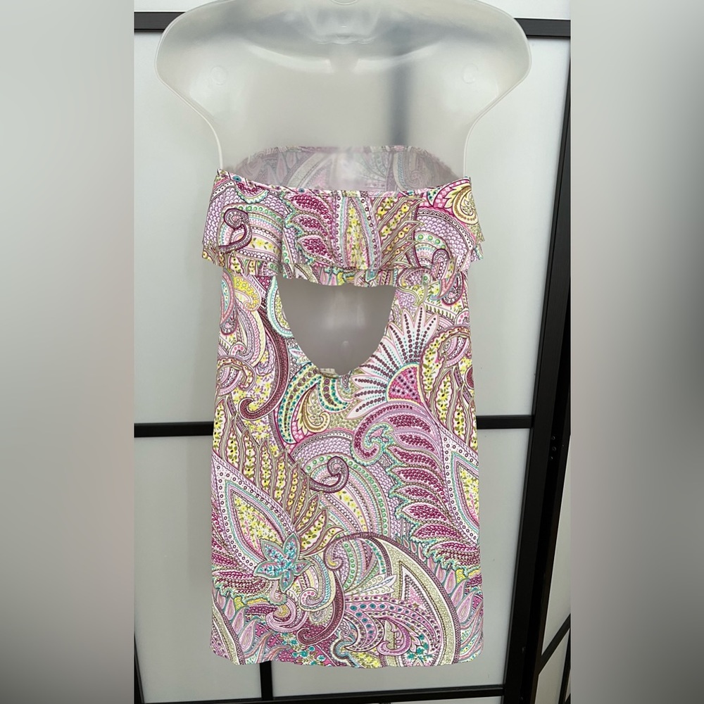 NWT Vintage Victoria's Secret Swim Strapless Tube Top Coverup Paisley Pink Small - Picture 3 of 12